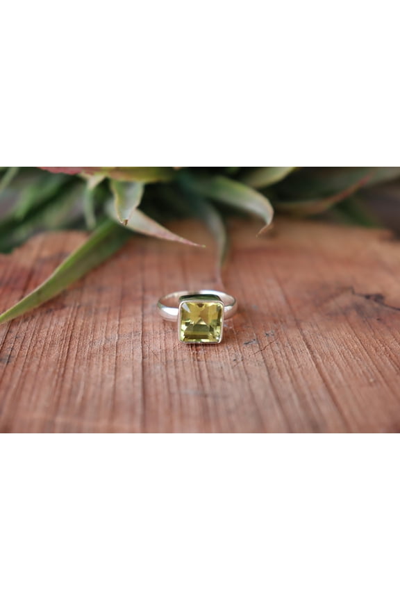 Yellow Lemon Quartz Silver Ring, 925 Sterling Pure Silver Ring, Yellow Quartz Gemstone Ring, Boho Yellow Quartz Silver Ring, Gift For Her,..