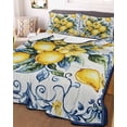 thumbnail image 1 of Yellow Lemon Queen Size Down Alternative Comforter, Lightweight Comforter Quilt Bedding Set with Pillow Shams Middle Century Blue Italian Textured All Seasons Bed Comforter Duvet Insert 90"x96", 1 of 7
