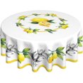 thumbnail image 1 of Yellow Lemon Round Tablecloths, Summer Circular Table Cover Washable Polyester for BBQ, Buffet Table, Parties, Holiday Dinner 60 Inch, 1 of 6