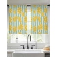 thumbnail image 1 of Yellow Lemon Sheer Curtains 45 inches Long 2 Panels Set Teal Stripes Linen Background Tiers Sheers Rod Pocket Small Window Short Curtains for Kitchen Cafe, Each 52" W x 45" L, 1 of 7