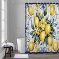 thumbnail image 1 of Yellow Lemon Shower Curtain for Bathroom Decor, Watercolor Fruit Vintage Flower Leaf Blue Waterproof Fabric Shower Curtain, 48"x72" Set with 12 Hooks, 1 of 9