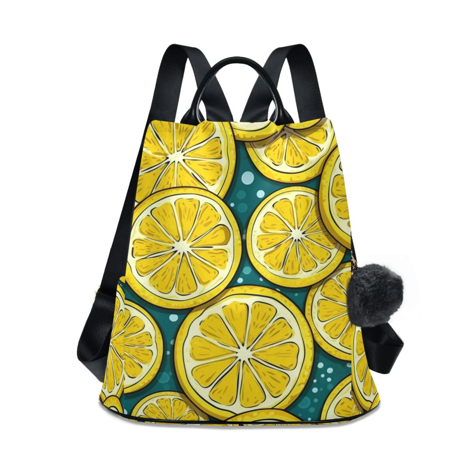 Yellow Lemon Slice Travel Laptops Backpack for Women Anti-theft Casual Work Bag Daypack Lightweight Laptop Bag