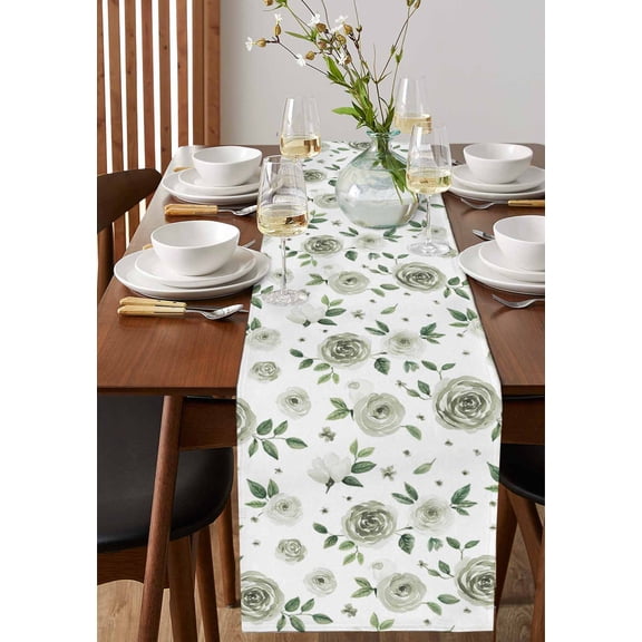 Yellow Lemon Slice Watercolor Table Runner 13x72in Non-Slip Cotton Linen Table Runners, Summer Fruit Dresser Scarves TableRunner for Dinner Kitchen Dining Wedding Party