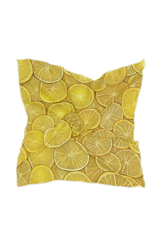 Yellow Lemon Slices Women's Fashion Soft Scarf Square Satin Head Scarf Neck Scarf Head Hair Wraps