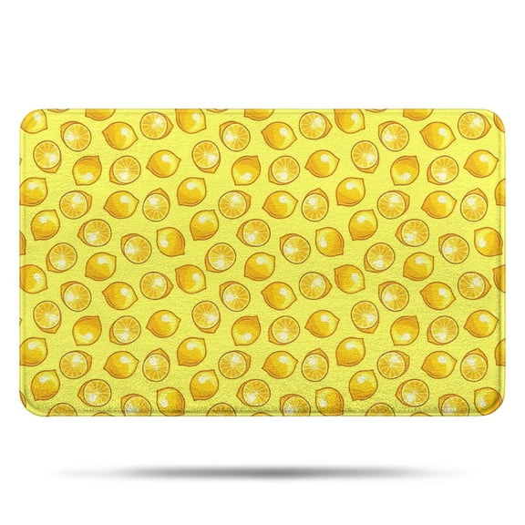Yellow Lemon Slices Yellow Pattern Bathroom Rugs Mat,Non Slip Microfiber Bathroom Rug,Rubber Backing,Soft Bathroom Mats for Bathroom Floor,Tub and Shower,17x27in(43x68cm)