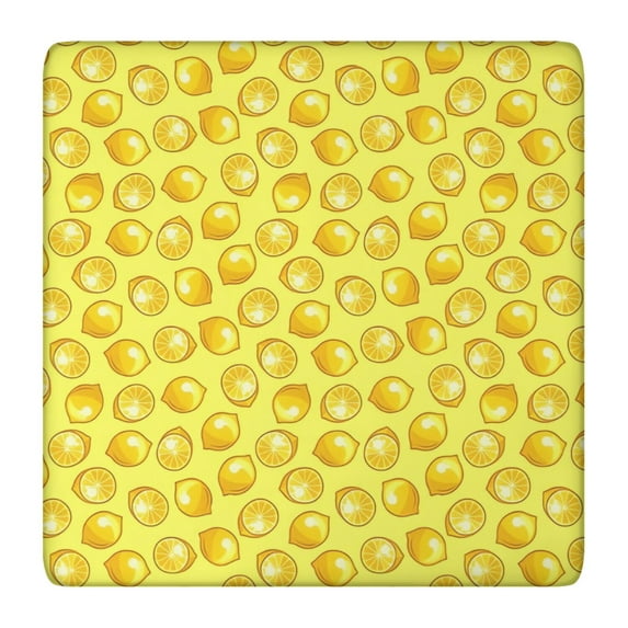 Yellow Lemon Slices Yellow Pattern Square Fitted Tablecloth with Elastic Edge,Square Table Cover,Washable Elastic Table Cover for Home Kitchen Party Decor 36"x36"