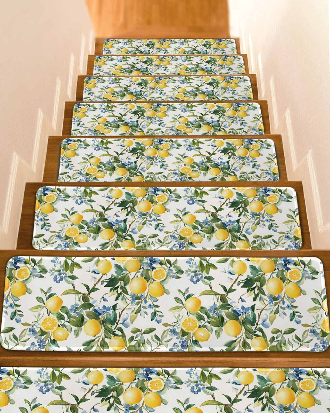 Yellow Lemon Stair Treads for Wooden Steps Indoor Runner Rug Carpet ...