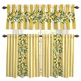 thumbnail image 1 of Yellow Lemon Stripes Kitchen Curtains Sets for Windows 24 Inch Length, Summer Spring Fruit Flowers Leaves Rod Pocket Window Treatments Tier Curtains and Valances Set for Bedroom/Bathroom, 1 of 8