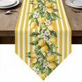 thumbnail image 1 of Yellow Lemon Stripes Table Runner Linen Burlap Table Runner 72 Inches Long Summer Spring Fruit Flowers Leaves Dresser Scarves for Kitchen Island Coffee Dining Party Wedding Holiday Decor 18"x72", 1 of 8