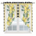 thumbnail image 1 of Yellow Lemon Swag Valances for Windows, Kitchen Window Curtains Over Sink, Summer Botanical Black White Plaid Pastoral Window Treatment Curtains for Living Room/Bedroom Curtains 2 Panel Sets 36"x45", 1 of 8