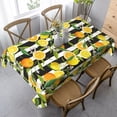 thumbnail image 1 of Yellow Lemon Table Cloth Rectangle - Floral Fruits Table Cover Black White Stripes Tablecloth Tabletop Decoration for Picnic Banquet Party Kitchen Dining Room - 60 x 84 Inch, 1 of 6
