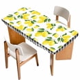 thumbnail image 1 of Yellow Lemon Table Cloths for 3 Foot Rectangle Tables, Summer Botanical Black Plaid Farmhouse Patio Waterproof Elastic Fitted Tablecloths, Washable Rectangular Table Cover for Camping, 1 of 8