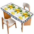 thumbnail image 1 of Yellow Lemon Table Cloths for 5 Foot Rectangle Tables, Wooden Summer Botanical Black White Checkered Patio Waterproof Elastic Fitted Tablecloths, Washable Rectangular Table Cover for Camping, 1 of 8