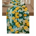thumbnail image 1 of Yellow Lemon Table Runner 120 Inches, Summer Fruit Floral Blue Stripe Burlap Bed Runner Dresser Scarves Tabletop for Indoor Outdoor Parties/Ceremony/Banquet, 13"x 120", 1 of 8