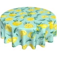 thumbnail image 1 of Yellow Lemon Tablecloth Round 60 Inch Teal Leaves Summer Tablecloth Waterproof Wrinkle Free Lemonade Tablecloth Kitchen Circle Table Cloth Cover Mat for Party Dinning Tabletop Wedding Home Decor, 1 of 6