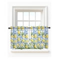 thumbnail image 1 of Yellow Lemon Tier Curtains 24 Inch Length,Sheer Curtains for Bedroom Living Room Window Botanical Spring Leaves Abstract Blue Tile Small Half Window Kitchen Curtains & Drapes 27.5"x24" 2 Panels, 1 of 6
