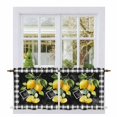 thumbnail image 1 of Yellow Lemon Tier Curtains 36 Inch Length, Summer Botanical Black White Checkered Cafe Short Curtains for Bathroom Over Sink, Small Kitchen Curtain Light Filtering Tiered Drapes 2 Panels 27.5"Wx36"L, 1 of 8