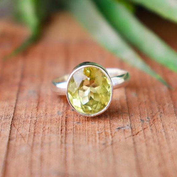 Yellow Lemon Topaz Silver Ring, 925 Sterling Pure Silver Topaz Ring, Yellow Topaz Gemstone Ring, Boho Yellow Topaz Silver Ring For Women,...