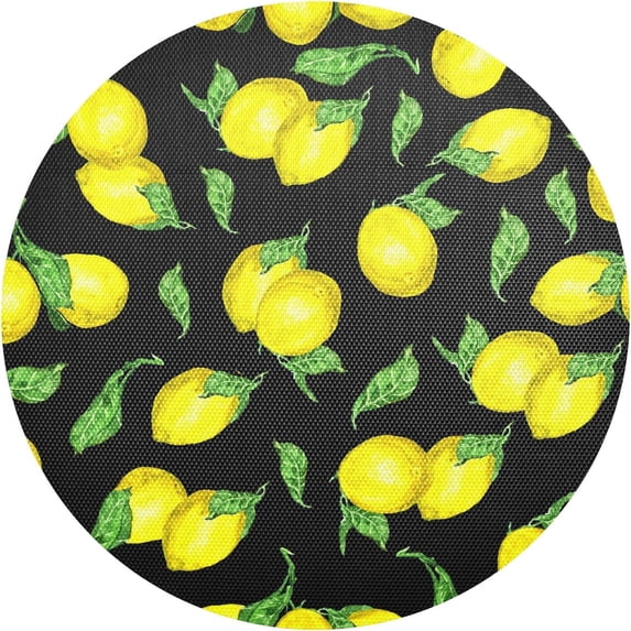 Yellow Lemon Tropical Fruit Summer Round Place Mats Set of 1, Heat Stain Insulation Table Mats Non-Slip Grid Woven Placemats 15.4 Inch for Kitchen Dining Table Holiday