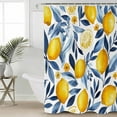 thumbnail image 1 of Yellow Lemon Waterproof Fabric Shower Curtain, Blue Flower Leaves Spring Summer Plant Shower Curtain for Bathroom Curtains Bathtubs Hotel Washable Shower Curtains with 12 Hooks Standard 60x72, 1 of 6