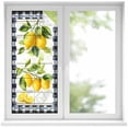 thumbnail image 1 of Yellow Lemon Window Privacy Film, Wooden Summer Botanical Black White Checkered Static Cling UV Sun Blocking Heat Control Window Tint Day and Night, Non-Adhesive One Way Privacy Cover 19.6''x39.3'', 1 of 7