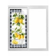 thumbnail image 1 of Yellow Lemon Window Privacy Film, Wooden Summer Botanical Black White Checkered Static Cling UV Sun Blocking Tint Film Heat Control Windows Films for Bedroom Bathroom, Window Stickers 17.7"x39.3", 1 of 7