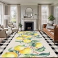 thumbnail image 1 of Yellow Lemons Area Rugs 5'x8', Washable Small Throw Rugs for Classroom Bedroom, Summer Botanical Black White Plaid Rustic Indoor Outdoor Rug Non-Slip Low Pile Carpet Runner Reversible Floor Mats, 1 of 8