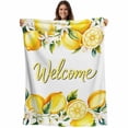 thumbnail image 1 of Yellow Lemons Blanket Soft Cozy Warm Twin Blanket for Bed, Plush Fuzzy Flannel Fleece Blankets for Sofa, Summer Fruits Leaves Pastoral Botanical Throw Blankets for Couch, Gifts for Men, 60"x80", 1 of 9