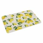 Yellow Lemons Doormat Outdoor Entrance 24"x36", Summer Citrus Fruits Leaves Country Vintage Absorb Moisture Dirt Door Mats, Non-Slip Rubber Backing Floor Mats Indoor, Low-Profile Front Door Rugs
