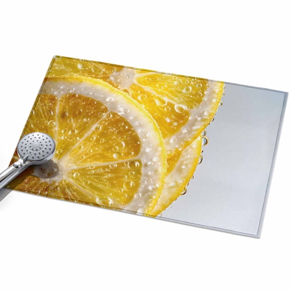 Yellow Lemons Entryway Rug 2x3ft Washable Non Slip Bathroom Rug Low Pile Indoor Floor Front Door Mat Summer Bubble Lemon Slices Fruit Rectangle Area Rugs Carpet for Kitchen Office Dining Room Home