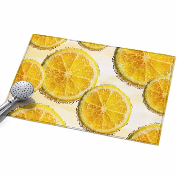 Yellow Lemons Entryway Rug 2x3ft Washable Non Slip Bathroom Rug Low Pile Indoor Floor Front Door Mat Summer Fruit Lemon Slices Modern Rectangle Area Rugs Carpet for Kitchen Office Dining Room Home