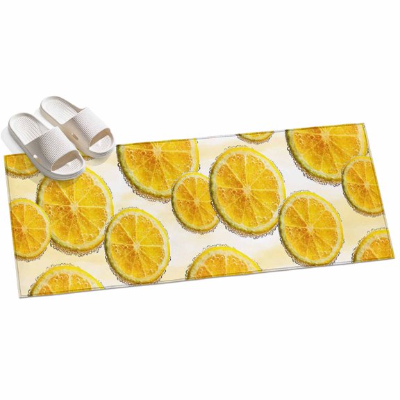 Yellow Lemons Hallway Runner Rug 2x6 Washable Non Slip Kitchen Runner Rug for Bedside Bathroom Low Pile Summer Fruit Lemon Slices Modern Indoor Floor Carpet Area Rugs for Living Room Bedroom Office
