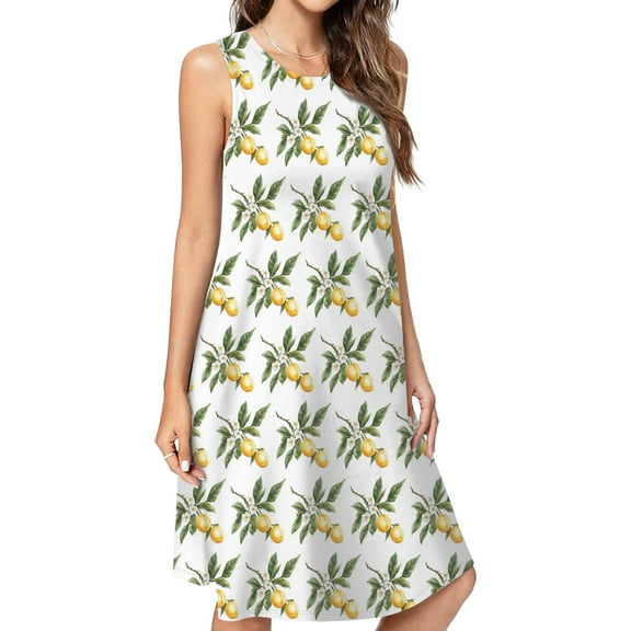 Yellow Lemons-Limones Dress Loose Women'S Dress Beach Dresses With Pockets Dresses For Womens
