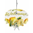 thumbnail image 1 of Yellow Lemons Outdoor Tablecloth - 60 Inch Round Dining Table Cover, Summer Fruits Leaves Pastoral Botanical Waterproof Outdoor Table Cloth with Umbrella Hole & Zipper for Picnic/Patio/Party, 1 of 7