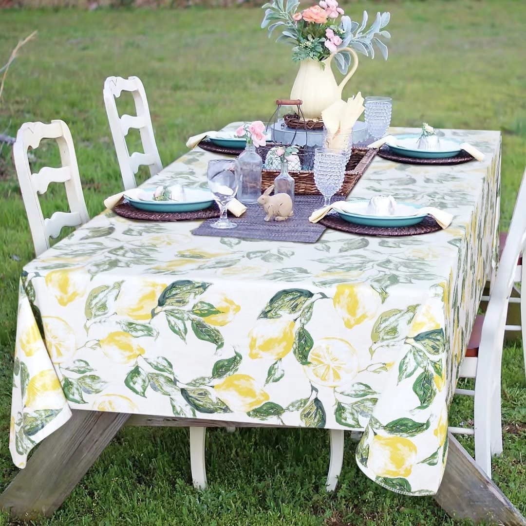 Yellow Lemons Rectangle Tablecloth - 60x120 Inch Waterproof Spring and ...