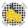 thumbnail image 1 of Yellow Lemons Round Tablecloth for 45-54 Inch Tables,Fitted Table Cover with Elastic Edge,Summer Botanical Black White Plaid Farmhouse Waterproof Outdoor Table Cloth Protector for Patio Garden Dinner, 1 of 9