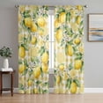 thumbnail image 1 of Yellow Lemons Sheer Curtains 84 Inch Length 2 Panels Set Window Treatments, Summer Botanical Checkered Pastoral Rod Pocket Semi Curtains for Living Room/Bedroom/Kitchen Décor, 104"W x 84"L, 1 of 7