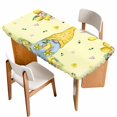 thumbnail image 1 of Yellow Lemons Table Cloths for 5 Foot Rectangle Tables, Cute Gnomes Summer Fruits Rustic Flowers Patio Waterproof Elastic Fitted Tablecloths, Washable Rectangular Table Cover for Camping, 1 of 8