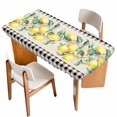 thumbnail image 1 of Yellow Lemons Table Cloths for 6 Foot Rectangle Tables, Summer Botanical Black White Plaid Rustic Patio Waterproof Elastic Fitted Tablecloths, Washable Rectangular Table Cover for Camping, 1 of 8