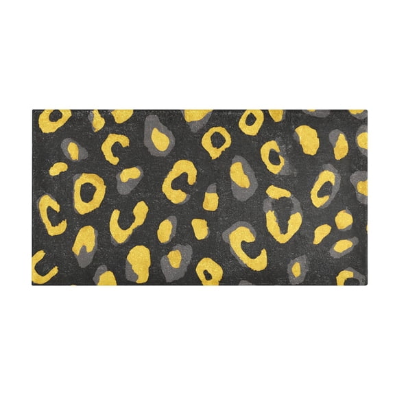 Yellow Leopard Pattern Bath Mat 39x20 Inch Soft Absorbent Non-Slip Plush Bathroom Rug for Floor