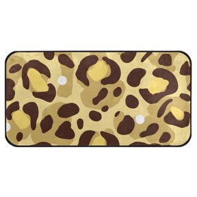 Yellow Leopard Pattern Kitchen Runner Rug 39x20 in Non Slip Absorbent Cushioned Laundry Bathroom