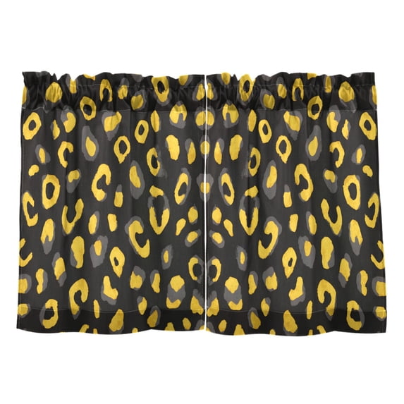 Yellow Leopard Pattern Tier Curtains Tier Kitchen Living Room Bedroom Balcony 2 Panels 27x24 Inch