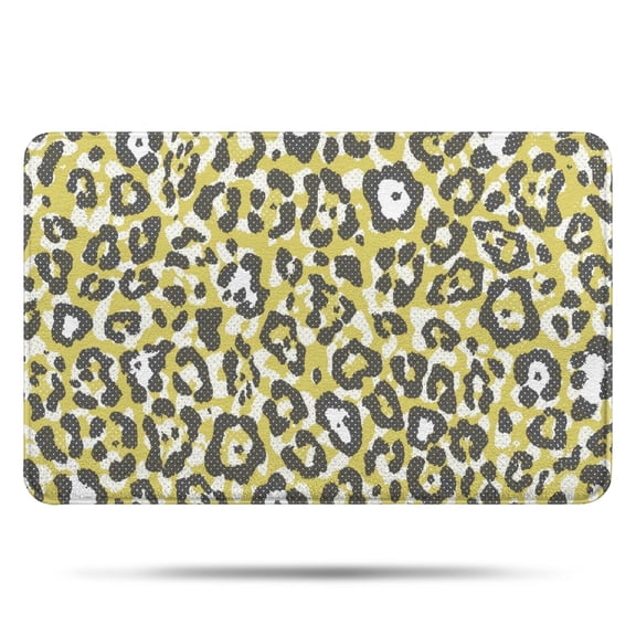 Yellow Leopard Print Pattern Bathroom Rugs Mat,Non Slip Microfiber Bathroom Rug,Rubber Backing,Soft Bathroom Mats for Bathroom Floor,Tub and Shower,17x27in(43x68cm)
