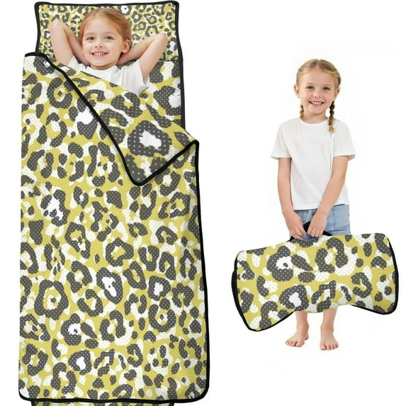 Yellow Leopard Print Pattern Toddler Nap Mats for Kids Preschool,Sleeping Mat Bag or Kids,Toddler Sleeping Bag,Toddler Nap Mat or Daycare