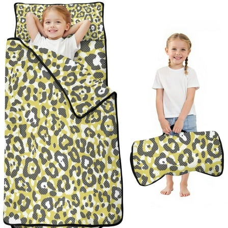 Yellow Leopard Print Pattern Toddler Nap Mats for Kids Preschool,Sleeping Mat Bag or Kids,Toddler Sleeping Bag,Toddler Nap Mat or Daycare