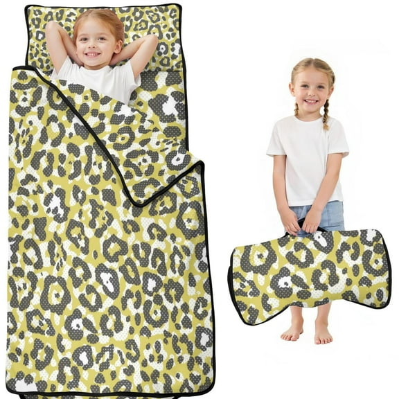 Yellow Leopard Print Pattern Toddler Nap Mats for Kids Preschool,Sleeping Mat Bag or Kids,Toddler Sleeping Bag,Toddler Nap Mat or Daycare