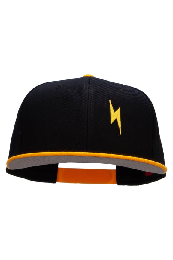 Yellow Lighting Bolt Patched Wool Blend Pro Style 2 Tone Snapback - Gold Black OSFM