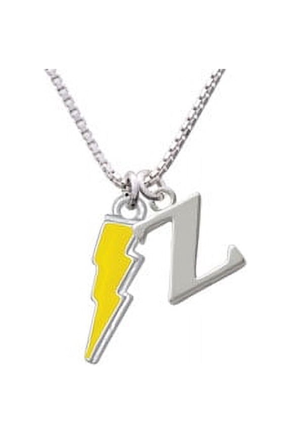 Yellow Lightning Bolt Capital Initial Z Necklace