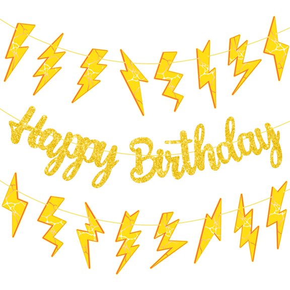 Yellow Lightning Bolt Party Banners Flash Decor 3PCS Weather Birthday Party Supplies