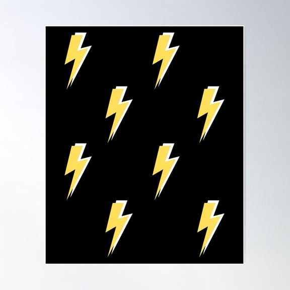 Yellow Lightning Bolts Pattern Poster Wall Art, Modern Wall Decor For Living Room Bedroom, 8x12 UNFRAMED